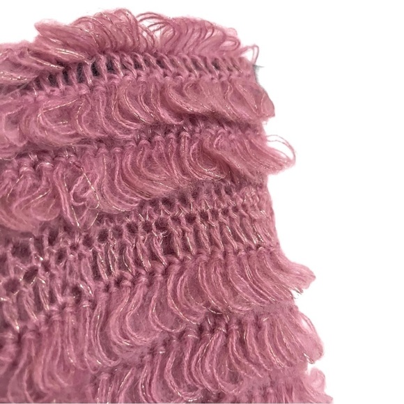 Betsey Johnson Pink Feather Sequin Fringe Knit Scarf NWT - Picture 8 of 11